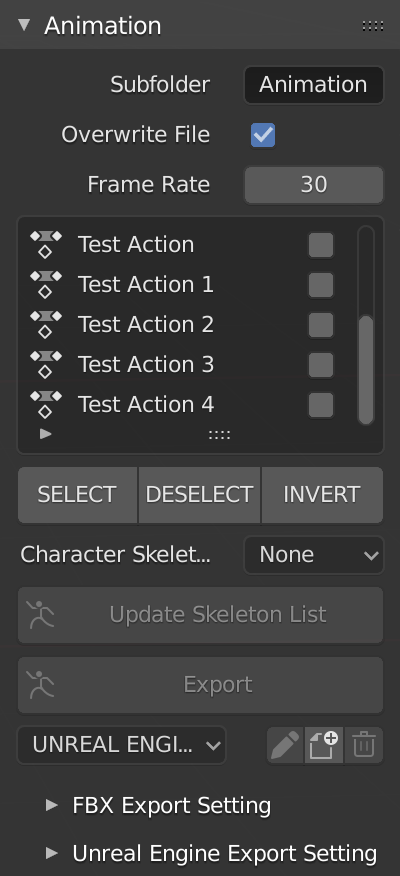 Export Animation Panel