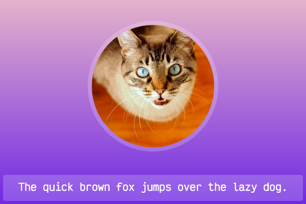 deno output with cat the middle and caption the quick brown fox jumps over the lazy dog